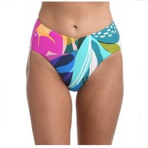 La Blanca High Waisted Tummy Control Bikini Bottom Electric Shore Multi Sz 16